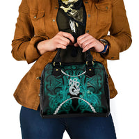 Maori Matariki Manaia Turquoise Shoulder Handbag Maori Kowhaiwhai Pattern Galaxy