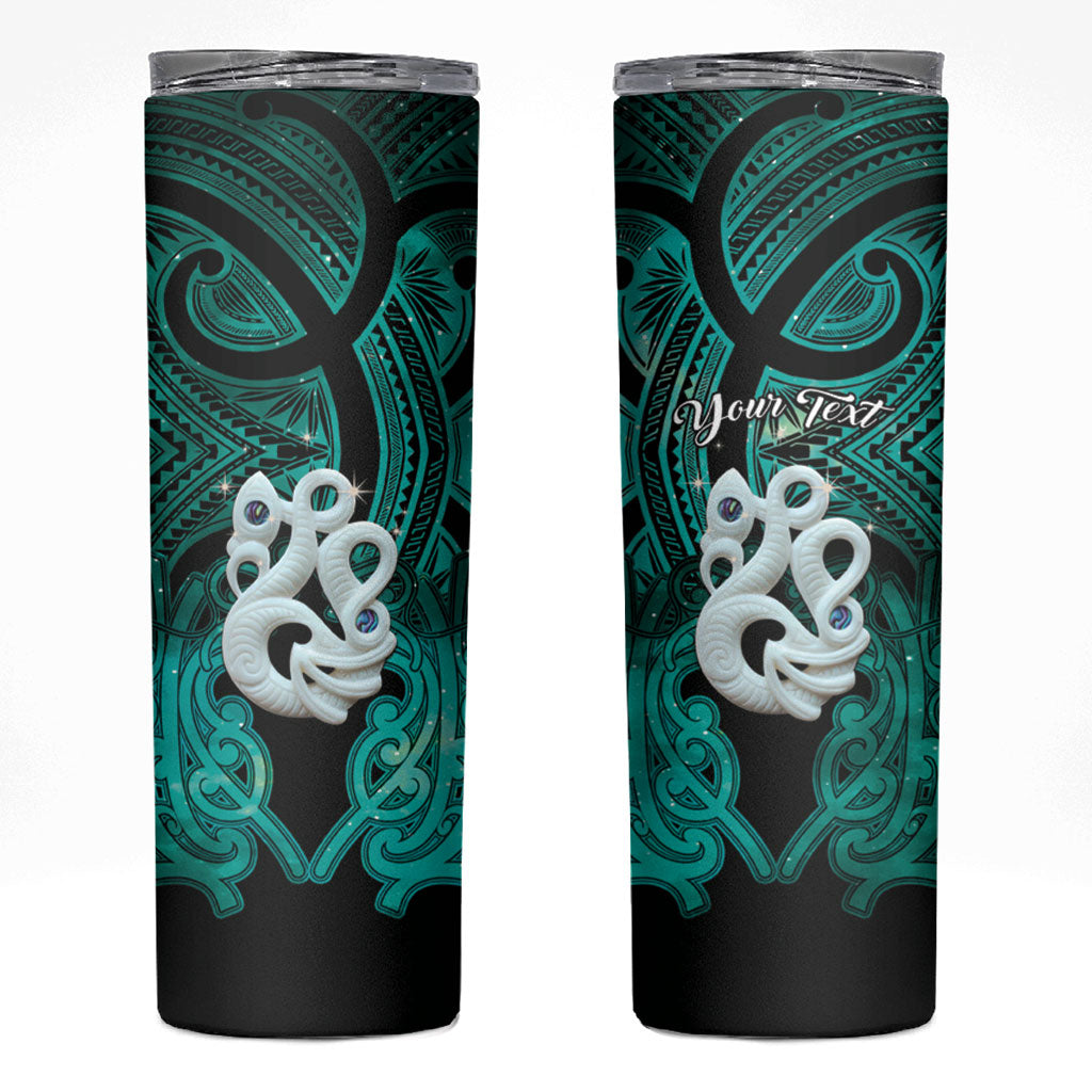Personalised Maori Matariki Manaia Turquoise Skinny Tumbler Maori Kowhaiwhai Pattern Galaxy
