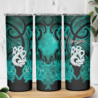 Personalised Maori Matariki Manaia Turquoise Skinny Tumbler Maori Kowhaiwhai Pattern Galaxy