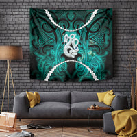 Maori Matariki Manaia Turquoise Tapestry Maori Kowhaiwhai Pattern Galaxy