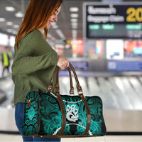 Maori Matariki Manaia Turquoise Travel Bag Maori Kowhaiwhai Pattern Galaxy