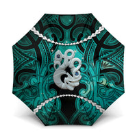 Maori Matariki Manaia Turquoise Umbrella Maori Kowhaiwhai Pattern Galaxy