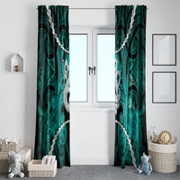 Maori Matariki Manaia Turquoise Window Curtain Maori Kowhaiwhai Pattern Galaxy