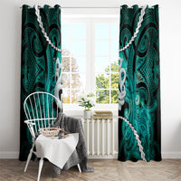 Maori Matariki Manaia Turquoise Window Curtain Maori Kowhaiwhai Pattern Galaxy