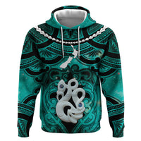 Personalised Maori Matariki Manaia Turquoise Zip Hoodie Maori Kowhaiwhai Pattern Galaxy LT01 Pullover Hoodie Turquoise - Polynesian Pride