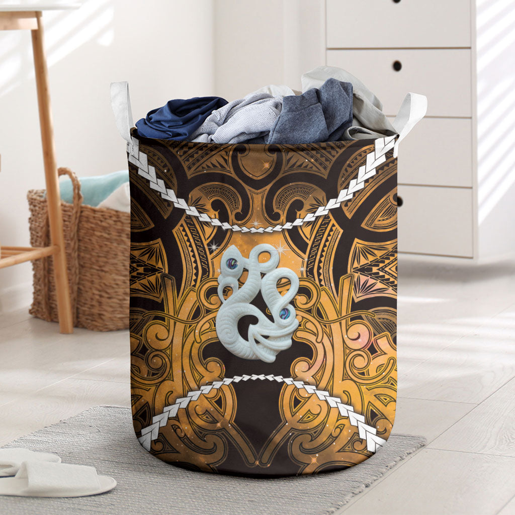 Maori Matariki Manaia Kowhai Laundry Basket Maori Kowhaiwhai Pattern Galaxy