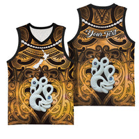 Personalised Maori Matariki Manaia Kowhai Basketball Jersey Maori Kowhaiwhai Pattern Galaxy