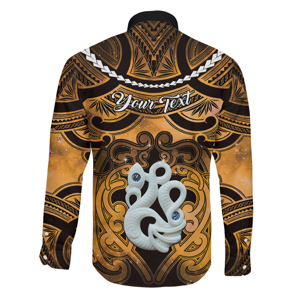 Personalised Maori Matariki Manaia Kowhai Family Matching Long Sleeve Bodycon Dress and Hawaiian Shirt Maori Kowhaiwhai Pattern Galaxy LT01 - Polynesian Pride