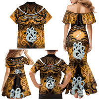Personalised Maori Matariki Manaia Kowhai Family Matching Mermaid Dress and Hawaiian Shirt Maori Kowhaiwhai Pattern Galaxy LT01 - Polynesian Pride