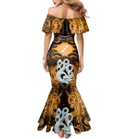 Personalised Maori Matariki Manaia Kowhai Family Matching Mermaid Dress and Hawaiian Shirt Maori Kowhaiwhai Pattern Galaxy LT01 - Polynesian Pride