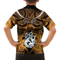 Personalised Maori Matariki Manaia Kowhai Family Matching Off Shoulder Maxi Dress and Hawaiian Shirt Maori Kowhaiwhai Pattern Galaxy LT01 - Polynesian Pride