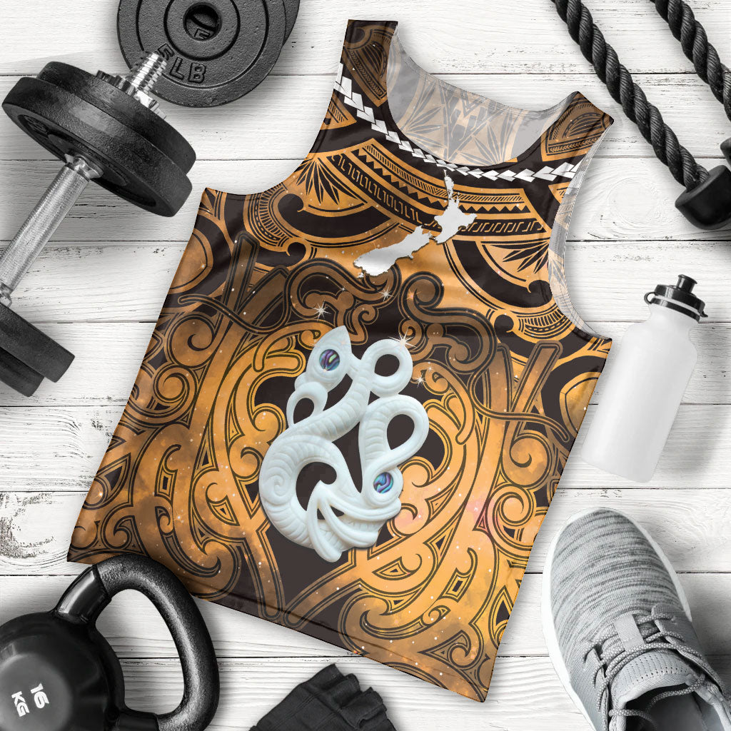 Personalised Maori Matariki Manaia Kowhai Men Tank Top Maori Kowhaiwhai Pattern Galaxy
