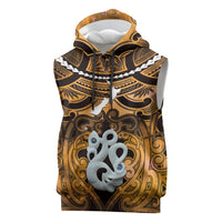 Personalised Maori Matariki Manaia Kowhai Sleeveless Hoodie Maori Kowhaiwhai Pattern Galaxy