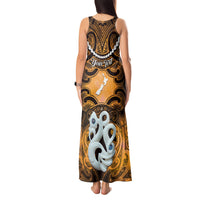 Personalised Maori Matariki Manaia Kowhai Tank Maxi Dress Maori Kowhaiwhai Pattern Galaxy