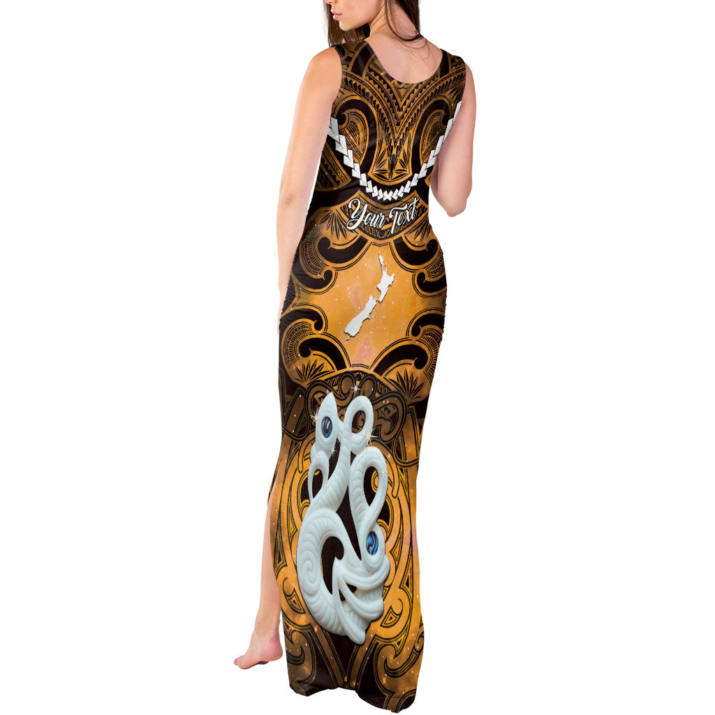 Personalised Maori Matariki Manaia Kowhai Tank Maxi Dress Maori Kowhaiwhai Pattern Galaxy
