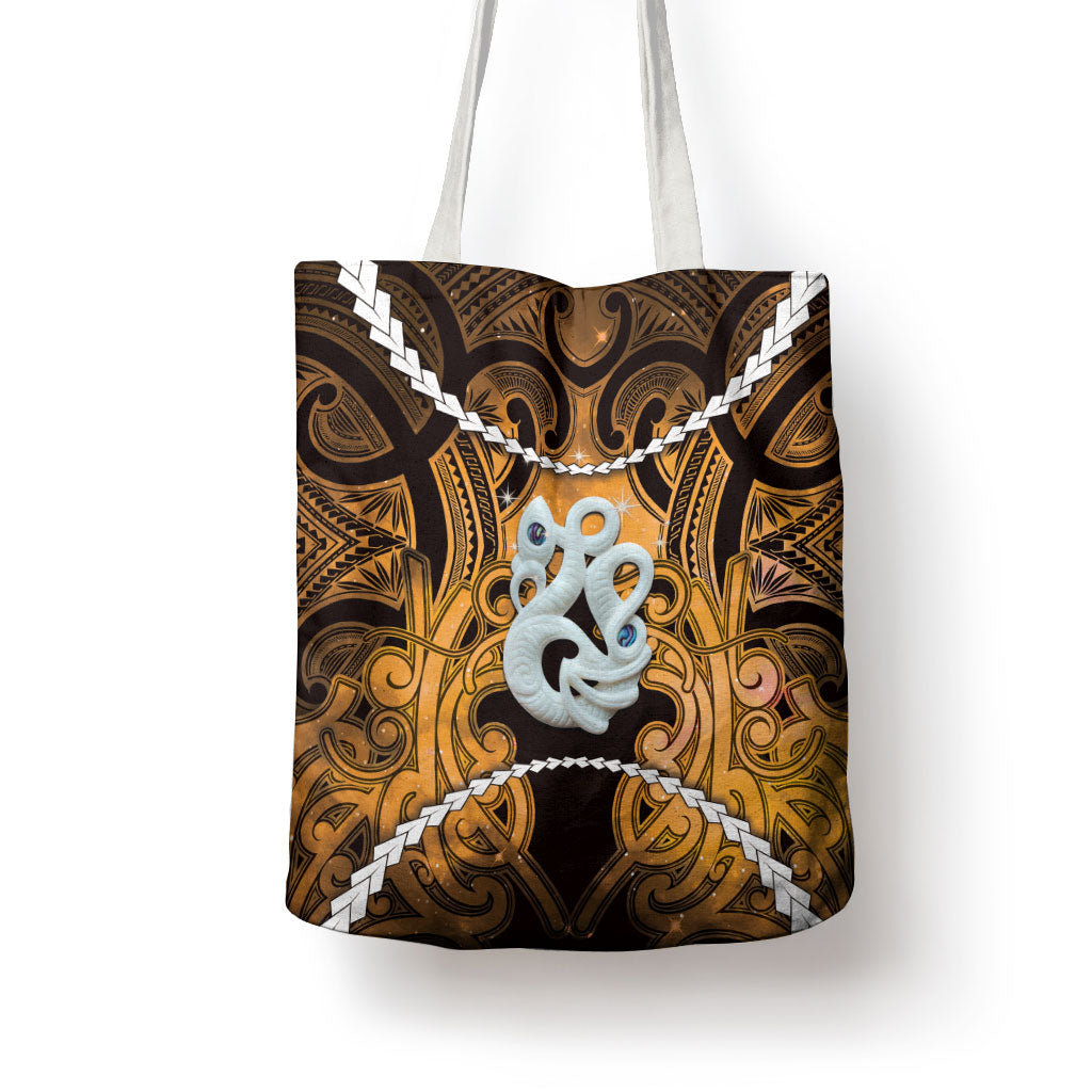 Maori Matariki Manaia Kowhai Tote Bag Maori Kowhaiwhai Pattern Galaxy