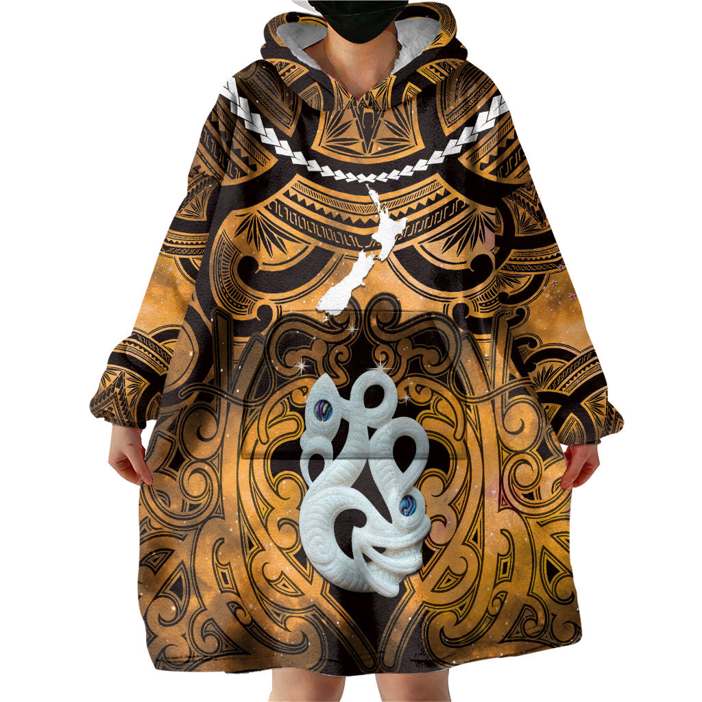 Personalised Maori Matariki Manaia Kowhai Wearable Blanket Hoodie Maori Kowhaiwhai Pattern Galaxy