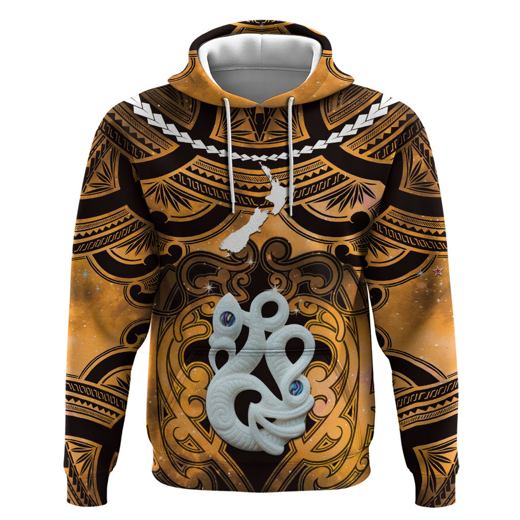 Personalised Maori Matariki Manaia Kowhai Zip Hoodie Maori Kowhaiwhai Pattern Galaxy