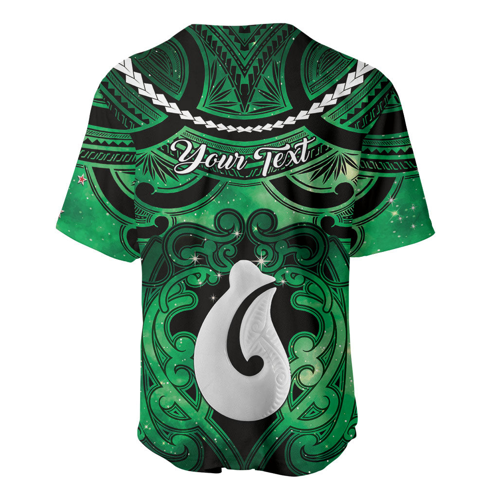Personalised Maori Matariki Hei Matau Kakariki Baseball Jersey Maori Kowhaiwhai Pattern Galaxy