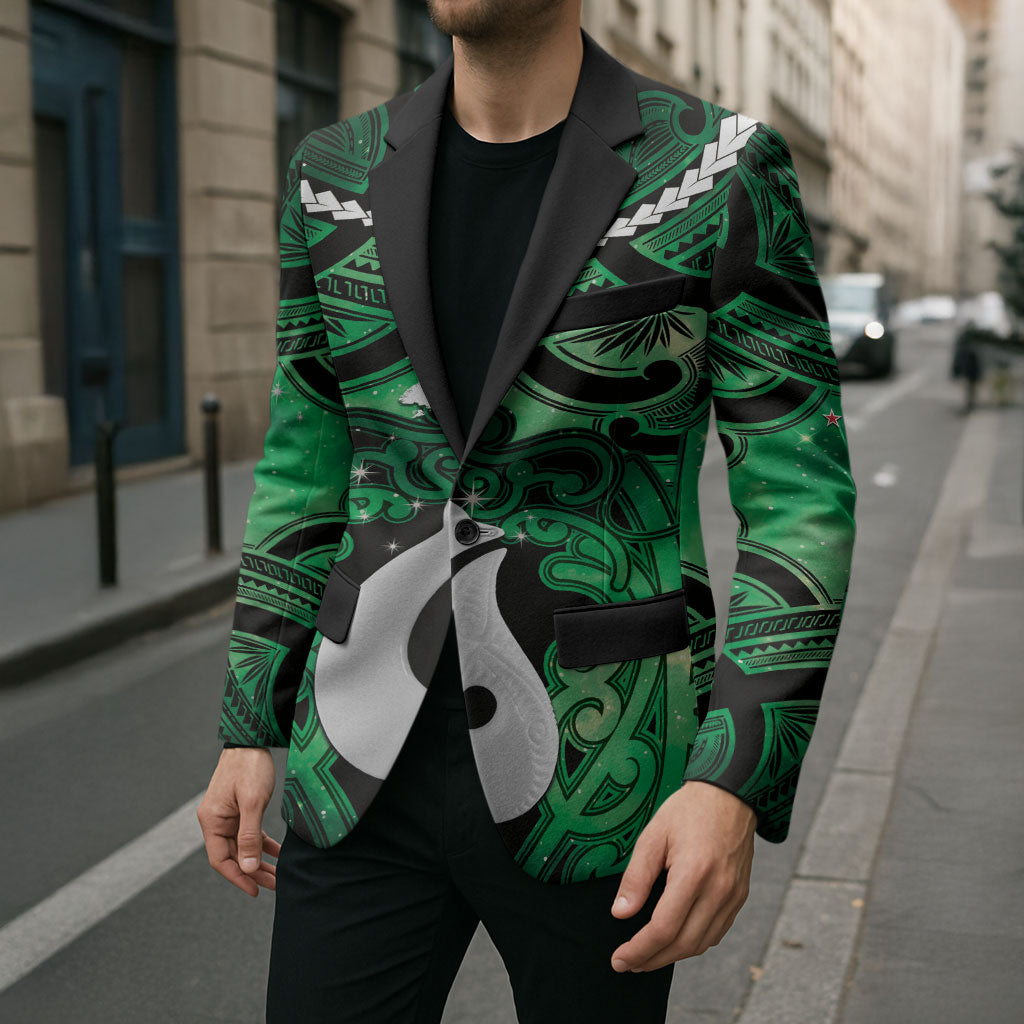 Personalised Maori Matariki Hei Matau Kakariki Blazer Maori Kowhaiwhai Pattern Galaxy