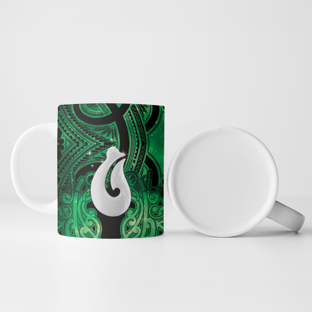 Personalised Maori Matariki Hei Matau Kakariki Ceramic Mug Maori Kowhaiwhai Pattern Galaxy