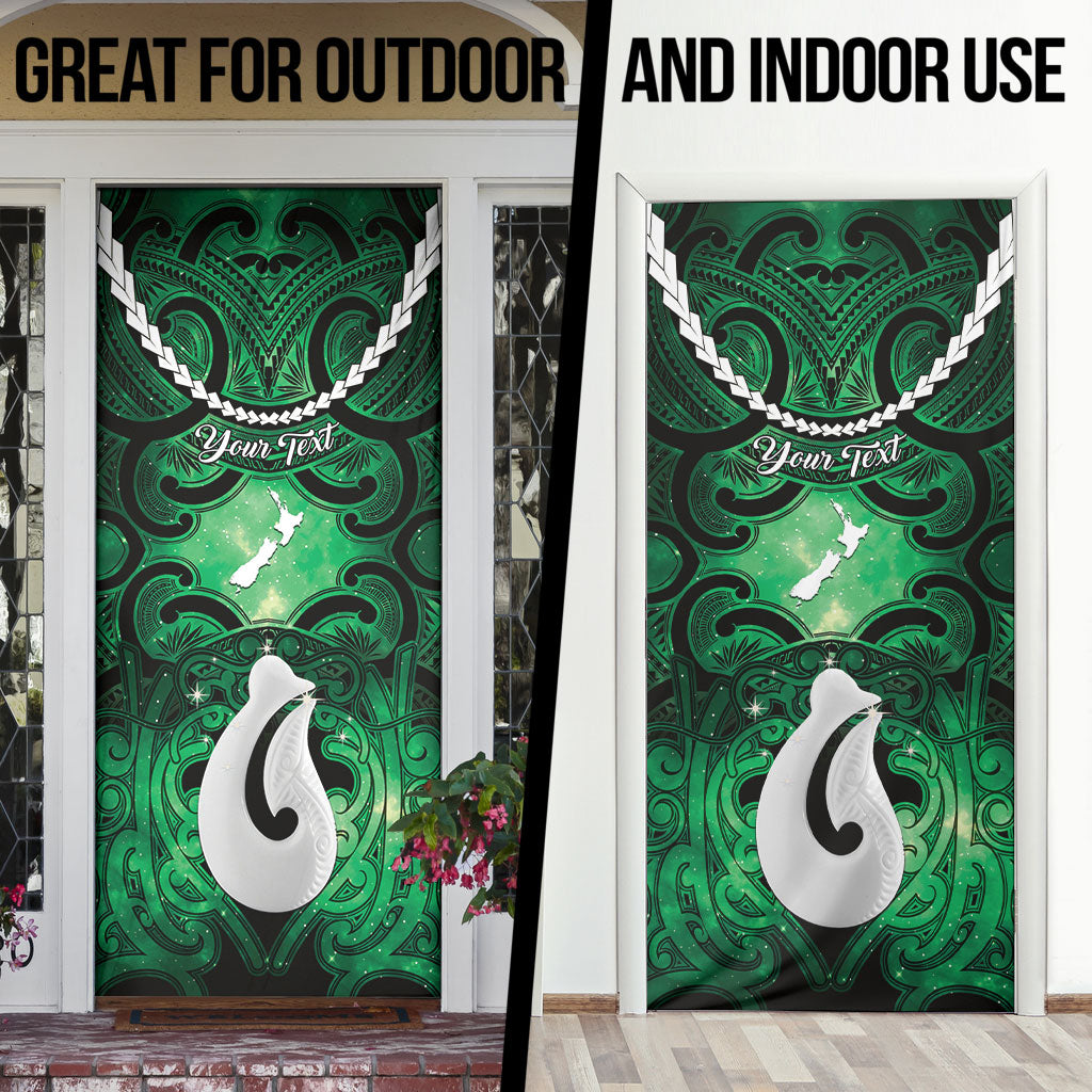 Personalised Maori Matariki Hei Matau Kakariki Door Cover Maori Kowhaiwhai Pattern Galaxy
