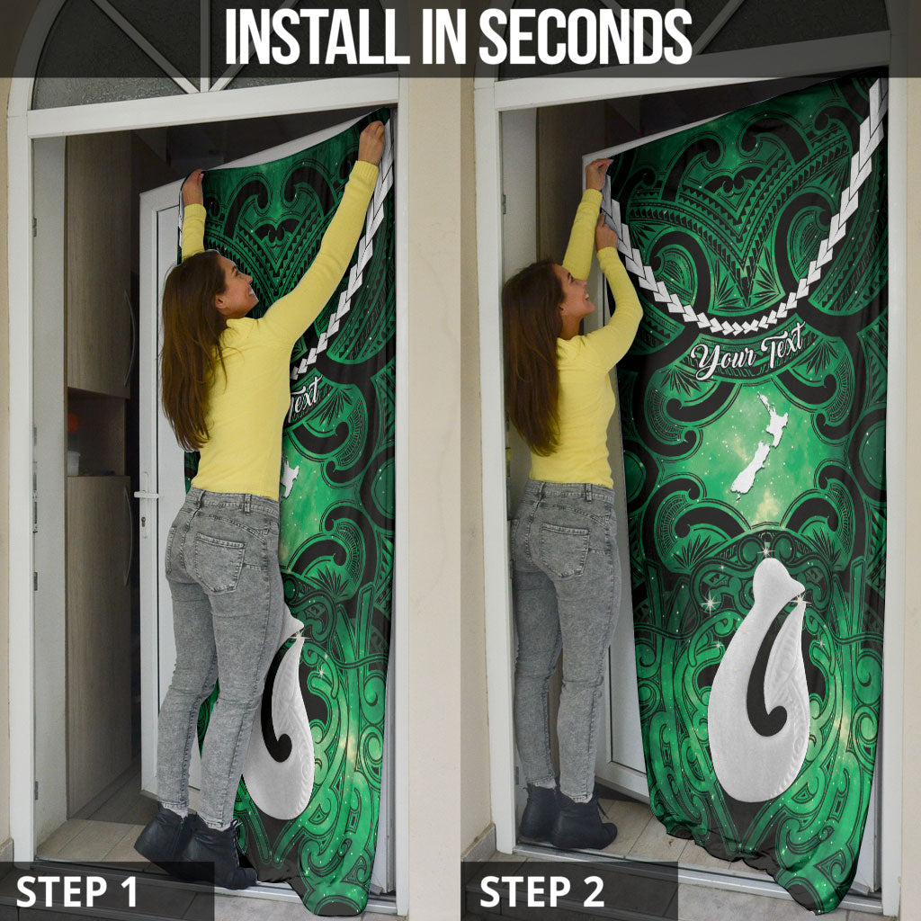 Personalised Maori Matariki Hei Matau Kakariki Door Cover Maori Kowhaiwhai Pattern Galaxy