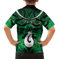 Personalised Maori Matariki Hei Matau Kakariki Family Matching Off Shoulder Maxi Dress and Hawaiian Shirt Maori Kowhaiwhai Pattern Galaxy LT01 - Polynesian Pride