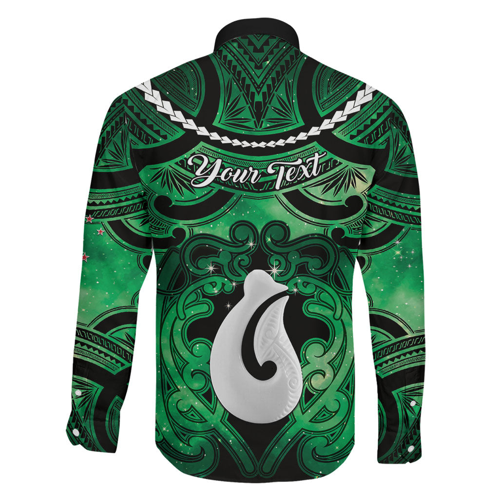 Personalised Maori Matariki Hei Matau Kakariki Family Matching Off Shoulder Short Dress and Hawaiian Shirt Maori Kowhaiwhai Pattern Galaxy LT01 - Polynesian Pride