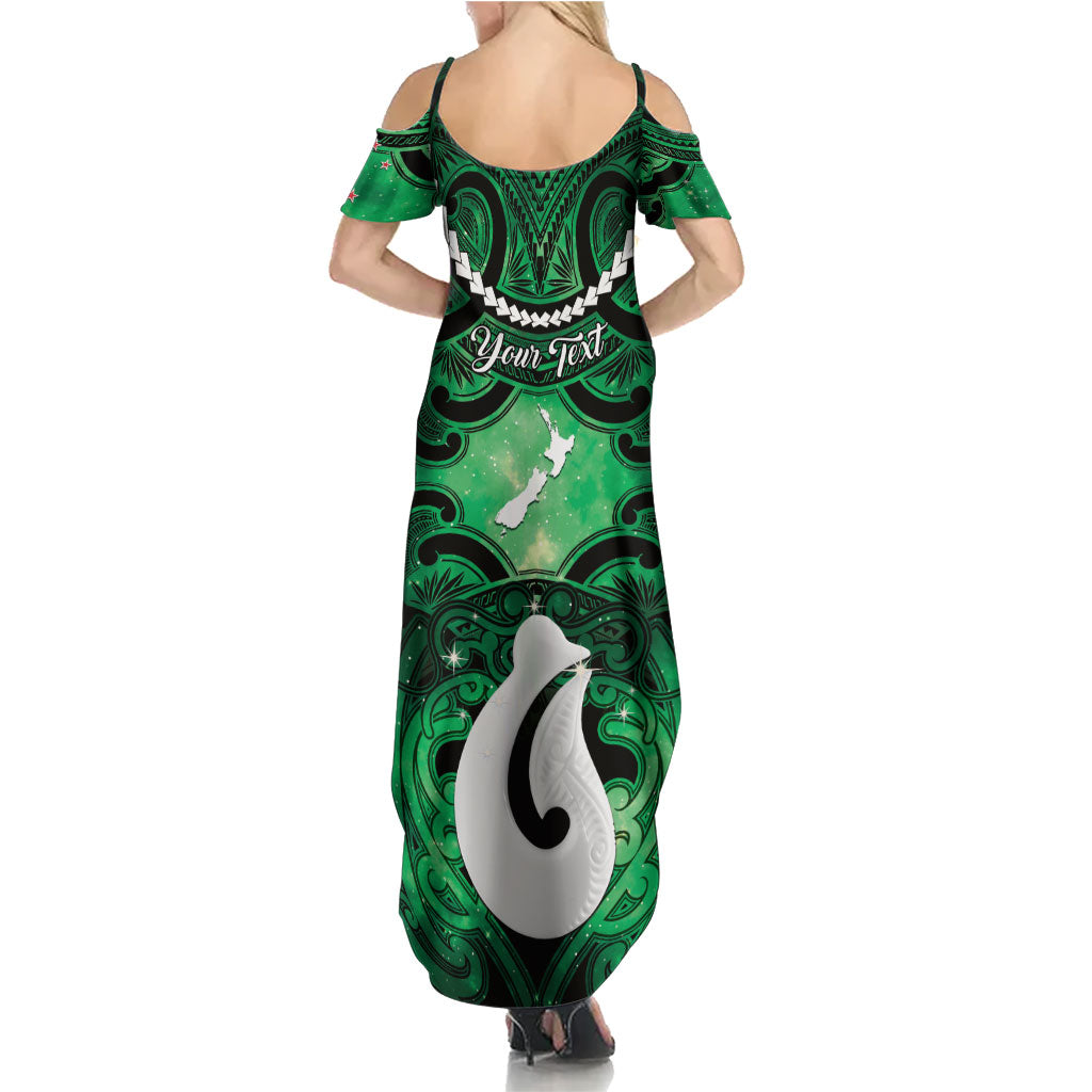 Personalised Maori Matariki Hei Matau Kakariki Family Matching Summer Maxi Dress and Hawaiian Shirt Maori Kowhaiwhai Pattern Galaxy LT01 - Polynesian Pride