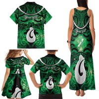 Personalised Maori Matariki Hei Matau Kakariki Family Matching Tank Maxi Dress and Hawaiian Shirt Maori Kowhaiwhai Pattern Galaxy LT01 - Polynesian Pride
