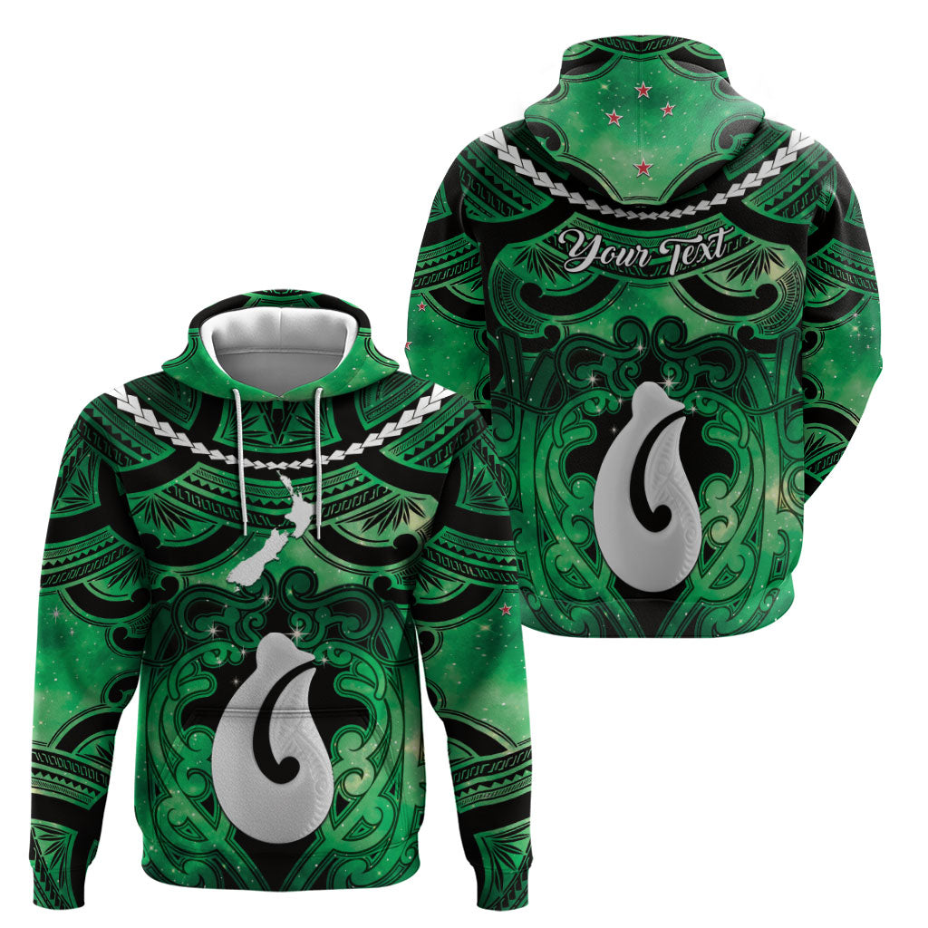 Personalised Maori Matariki Hei Matau Kakariki Hoodie Maori Kowhaiwhai Pattern Galaxy