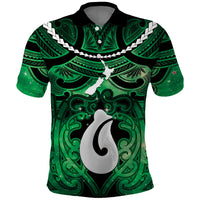 Personalised Maori Matariki Hei Matau Kakariki Polo Shirt Maori Kowhaiwhai Pattern Galaxy