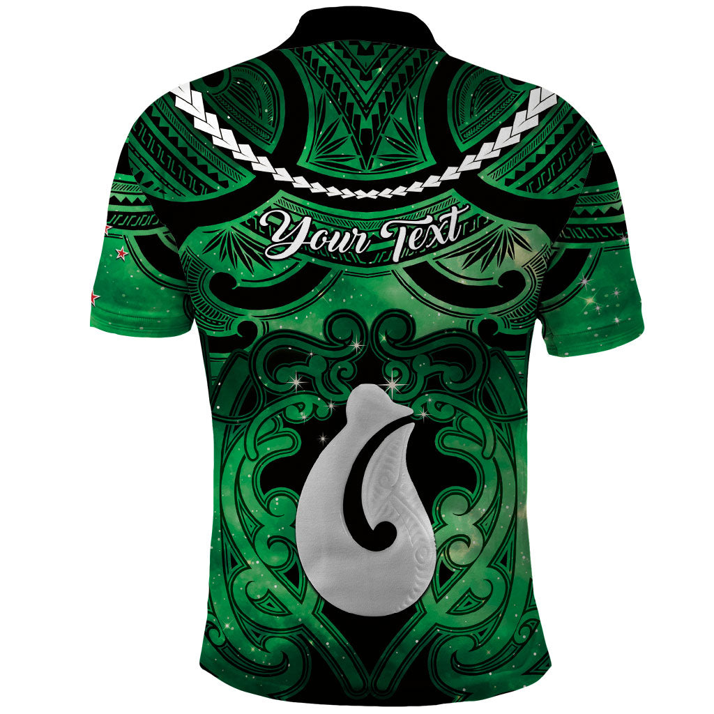 Personalised Maori Matariki Hei Matau Kakariki Polo Shirt Maori Kowhaiwhai Pattern Galaxy
