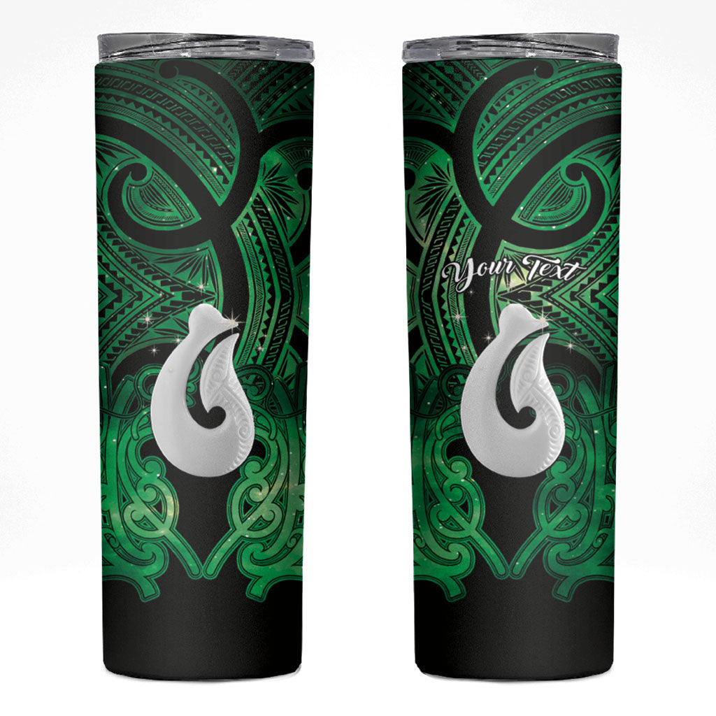 Personalised Maori Matariki Hei Matau Kakariki Skinny Tumbler Maori Kowhaiwhai Pattern Galaxy