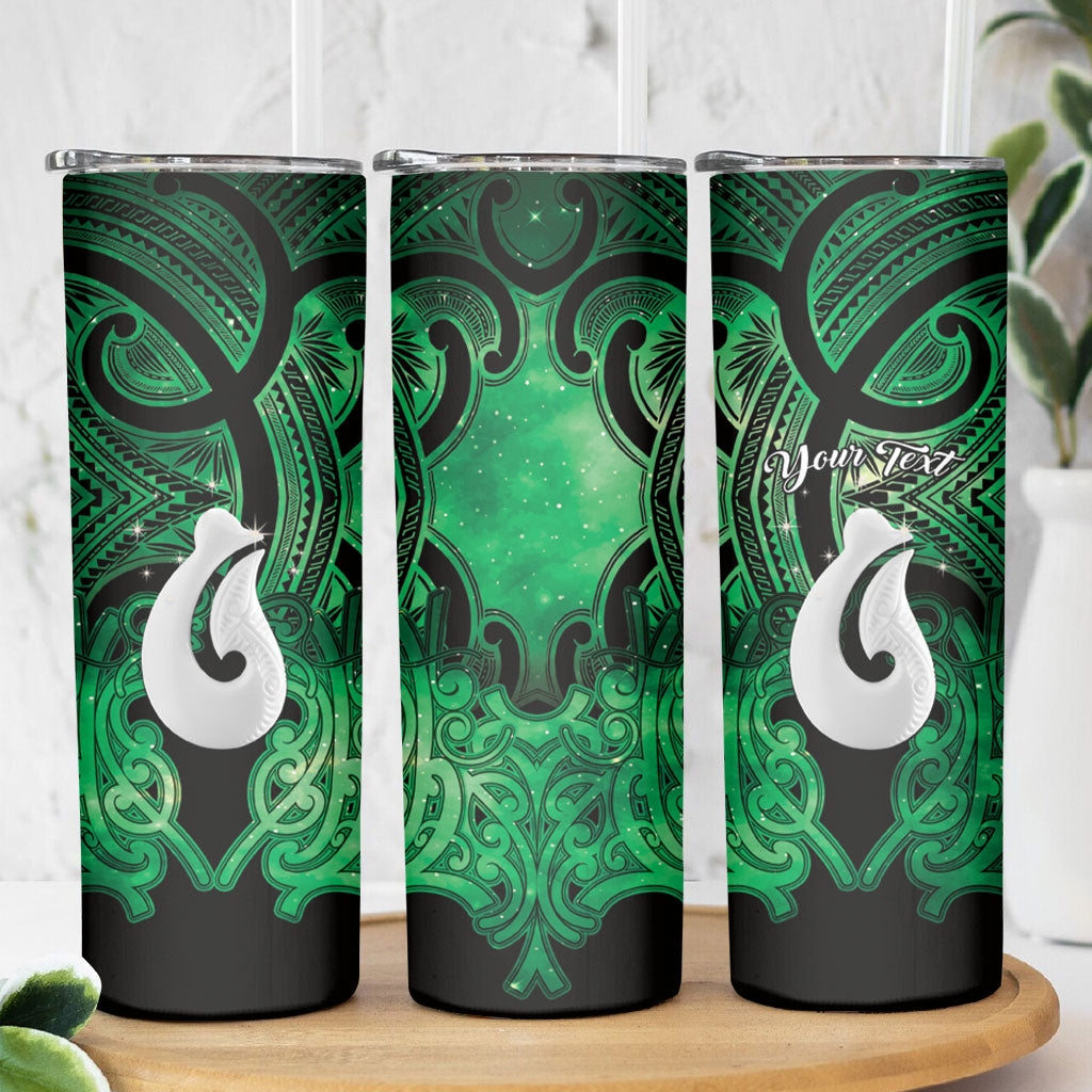 Personalised Maori Matariki Hei Matau Kakariki Skinny Tumbler Maori Kowhaiwhai Pattern Galaxy