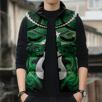 Personalised Maori Matariki Hei Matau Kakariki Sleeveless Puffer Jacket Maori Kowhaiwhai Pattern Galaxy