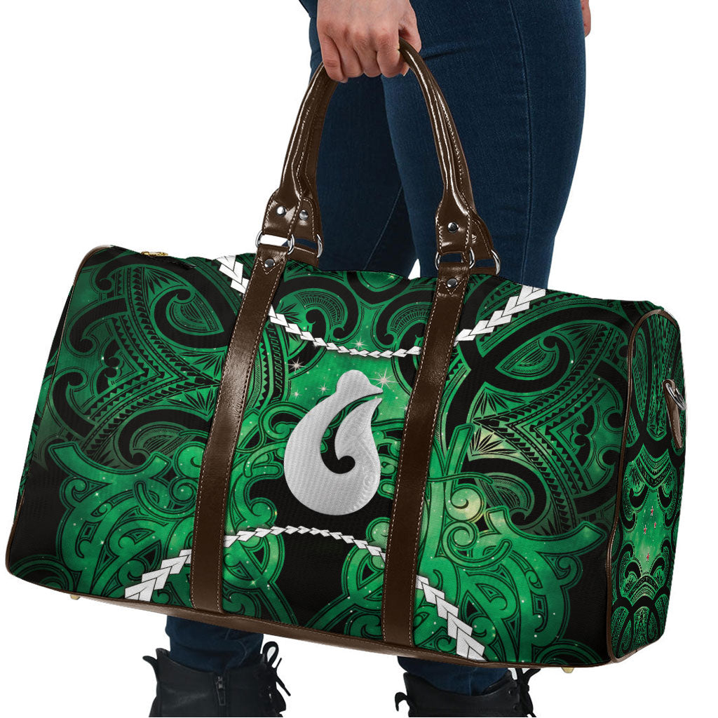 Maori Matariki Hei Matau Kakariki Travel Bag Maori Kowhaiwhai Pattern Galaxy
