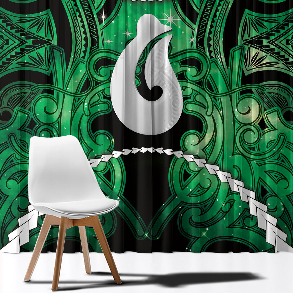 Maori Matariki Hei Matau Kakariki Window Curtain Maori Kowhaiwhai Pattern Galaxy