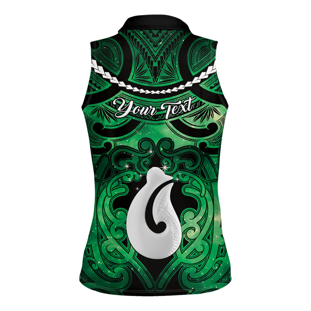 Personalised Maori Matariki Hei Matau Kakariki Women Sleeveless Polo Shirt Maori Kowhaiwhai Pattern Galaxy