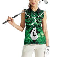 Personalised Maori Matariki Hei Matau Kakariki Women Sleeveless Polo Shirt Maori Kowhaiwhai Pattern Galaxy