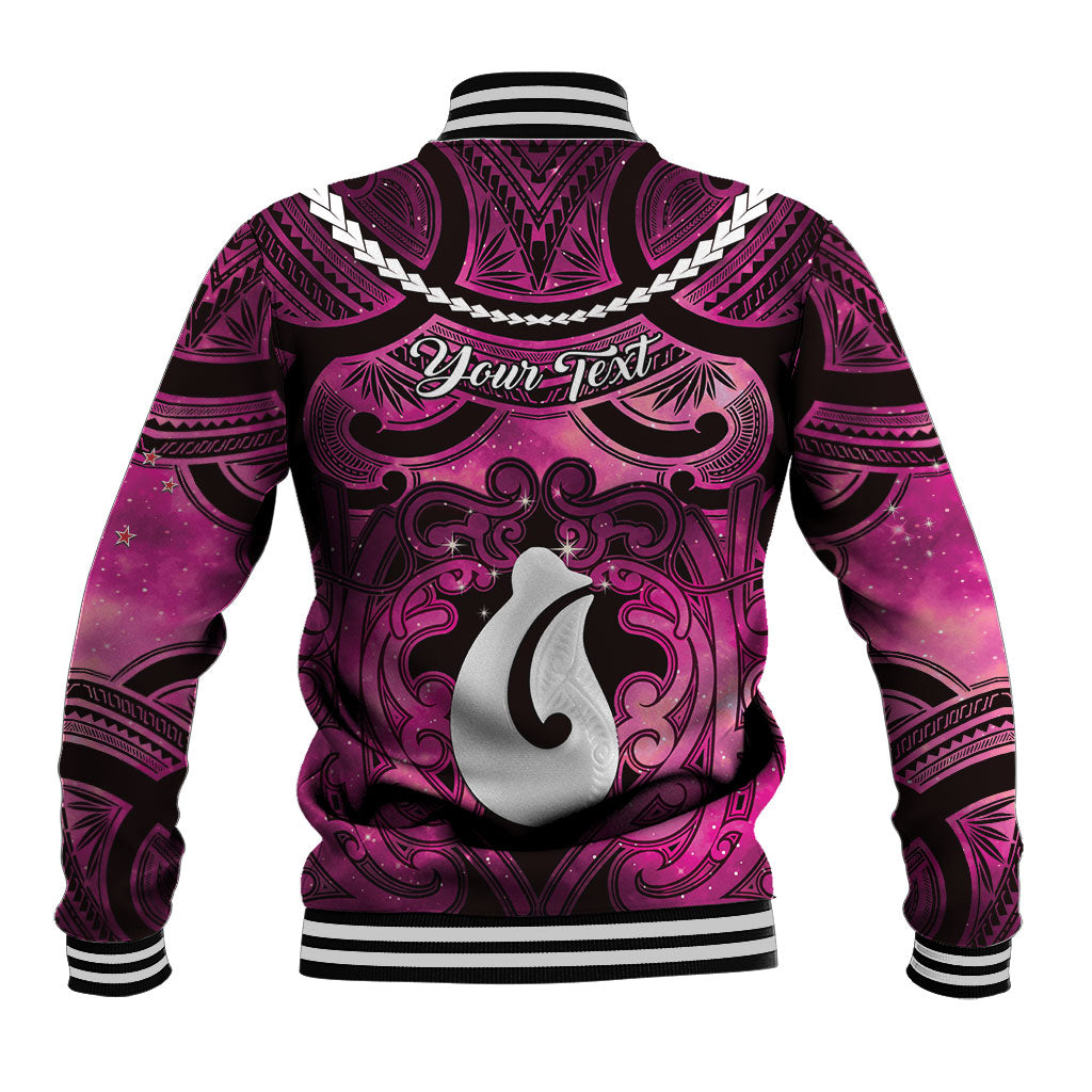 Personalised Maori Matariki Hei Matau Mawhero Baseball Jacket Maori Kowhaiwhai Pattern Galaxy