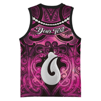 Personalised Maori Matariki Hei Matau Mawhero Basketball Jersey Maori Kowhaiwhai Pattern Galaxy