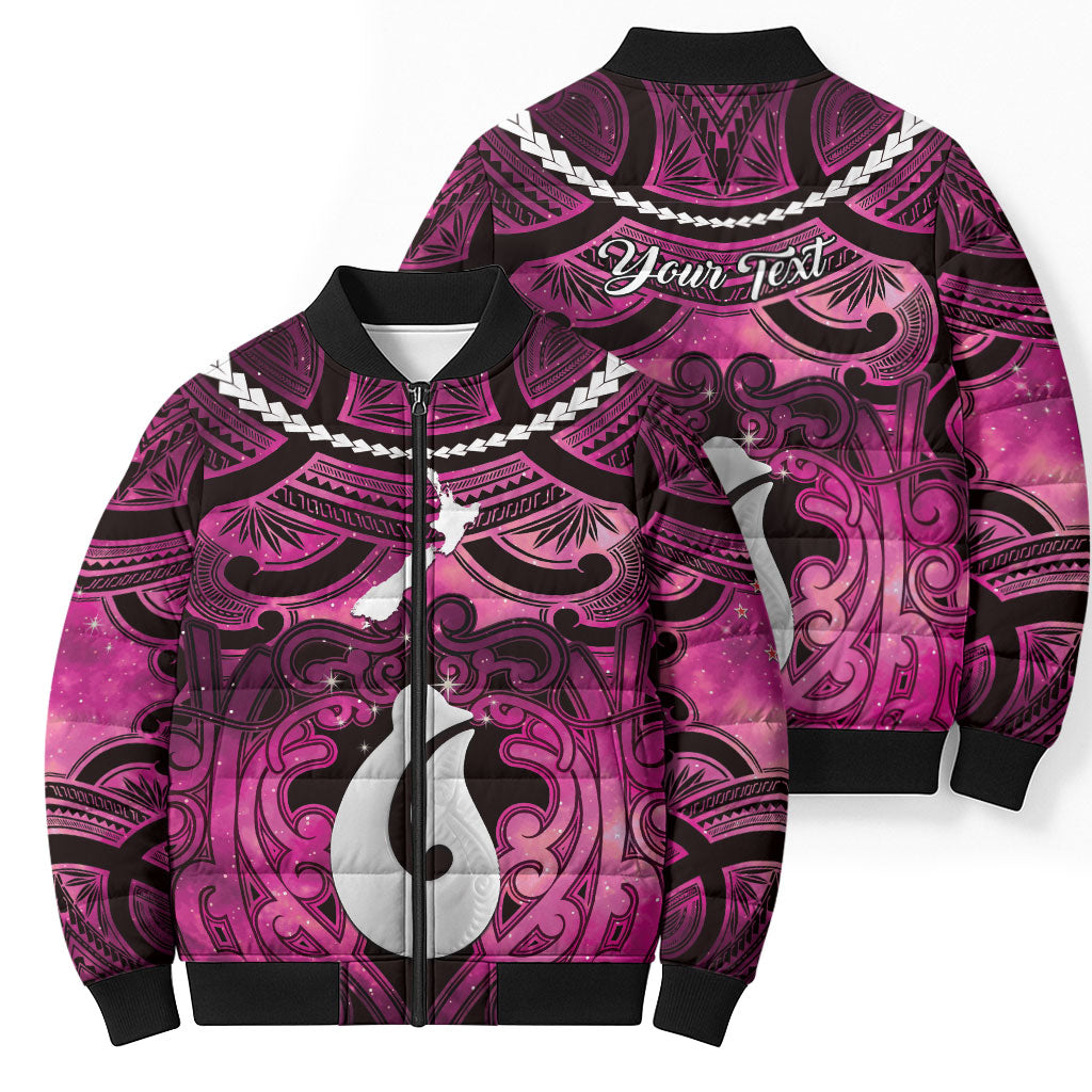 Personalised Maori Matariki Hei Matau Mawhero Bomber Puffer Jacket Maori Kowhaiwhai Pattern Galaxy