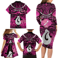 Personalised Maori Matariki Hei Matau Mawhero Family Matching Long Sleeve Bodycon Dress and Hawaiian Shirt Maori Kowhaiwhai Pattern Galaxy LT01 - Polynesian Pride