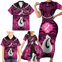 Personalised Maori Matariki Hei Matau Mawhero Family Matching Short Sleeve Bodycon Dress and Hawaiian Shirt Maori Kowhaiwhai Pattern Galaxy LT01 - Polynesian Pride