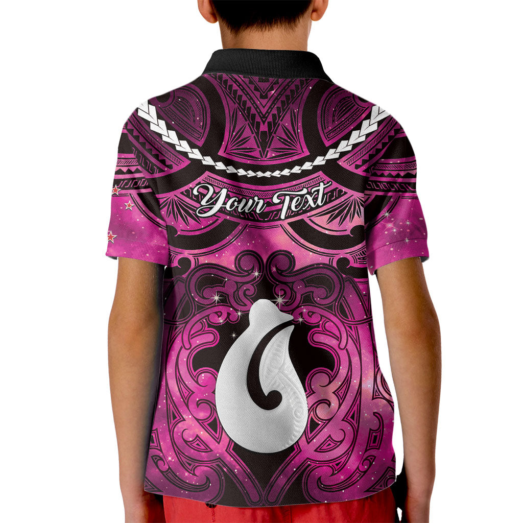Personalised Maori Matariki Hei Matau Mawhero Kid Polo Shirt Maori Kowhaiwhai Pattern Galaxy