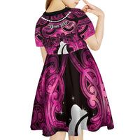 Personalised Maori Matariki Hei Matau Mawhero Kid Short Sleeve Dress Maori Kowhaiwhai Pattern Galaxy