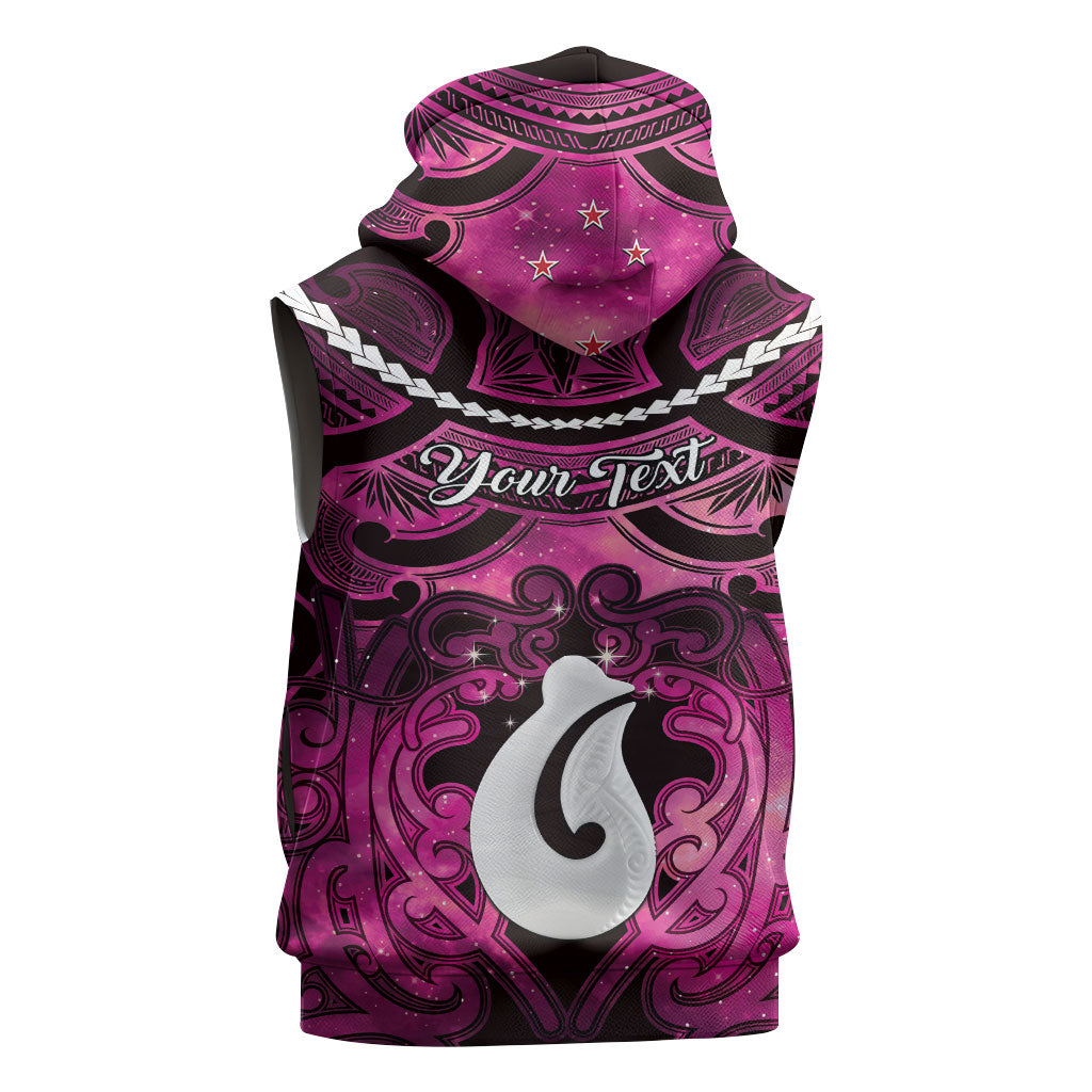 Personalised Maori Matariki Hei Matau Mawhero Sleeveless Hoodie Maori Kowhaiwhai Pattern Galaxy