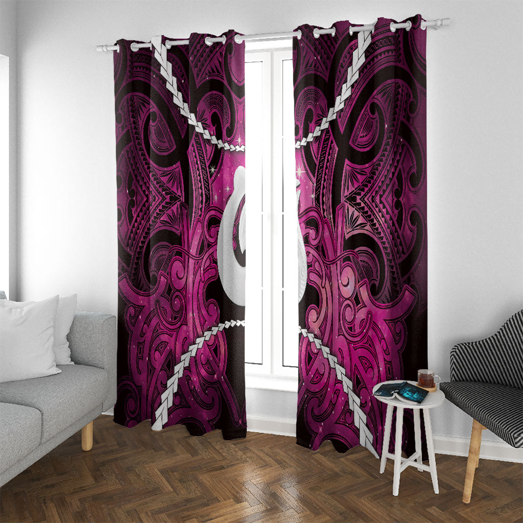 Maori Matariki Hei Matau Mawhero Window Curtain Maori Kowhaiwhai Pattern Galaxy